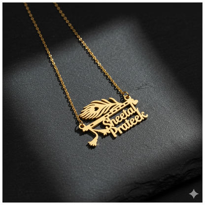 Luminous Customized Name Pendant Necklace With Feather