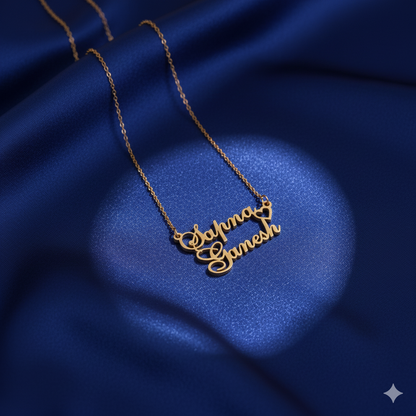 Dual Name Necklace With Cursive Elements