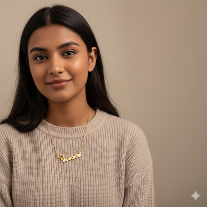 Cursive Name Necklace With Heart And Crown