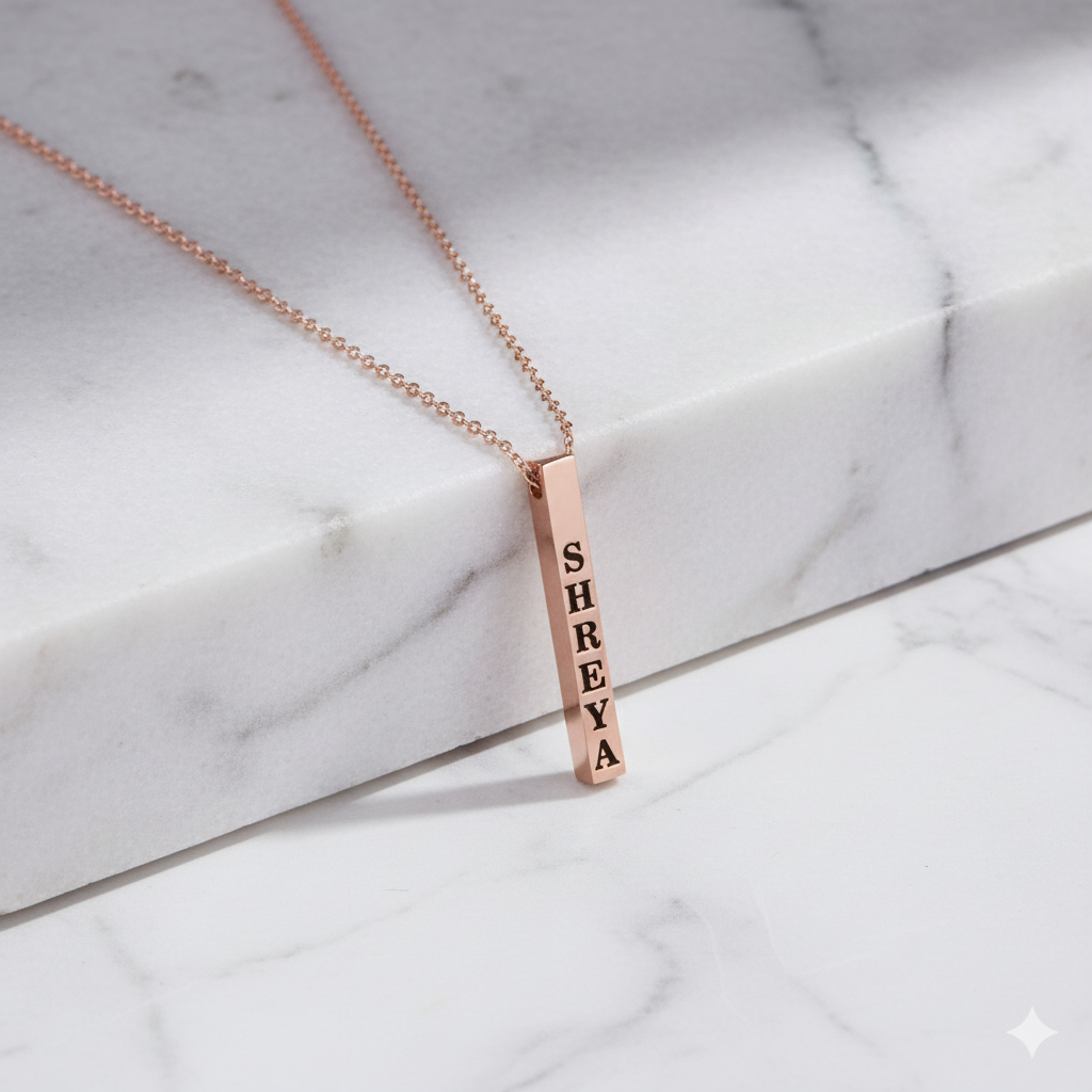Customized Rose Gold Bar Pendant