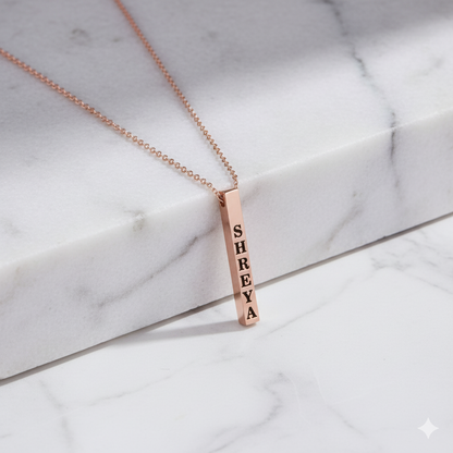 Customized Rose Gold Bar Pendant