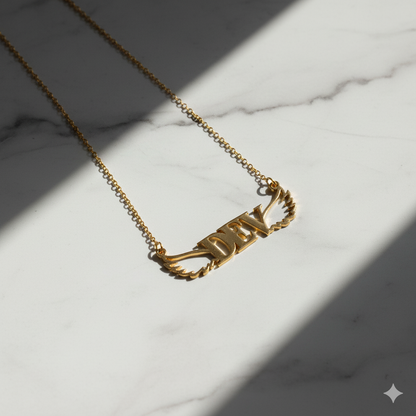 Capital Name Necklace With Wings