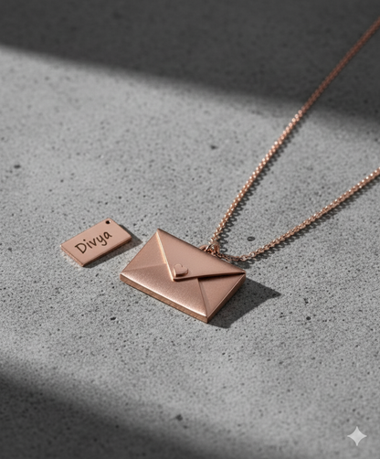 Personalized Rose Gold Message Box Pendant Necklace