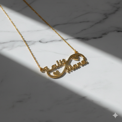 Infinity Necklace With Personalized Dual Name Pendant