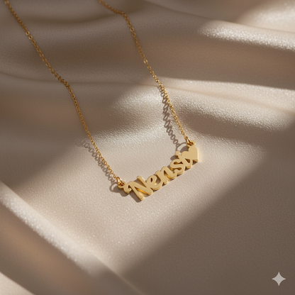 Stylish Name Necklace With Heart Symbol