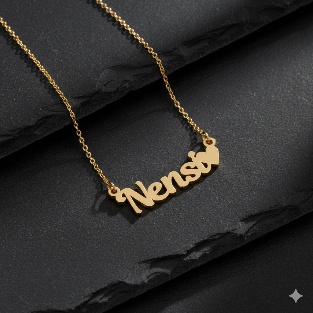 Stylish Name Necklace With Heart Symbol