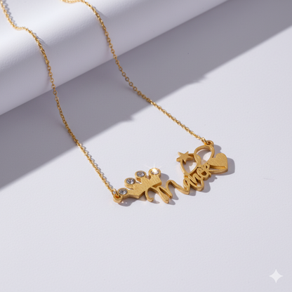 Exquisite Necklace With Heart, Star And Crown