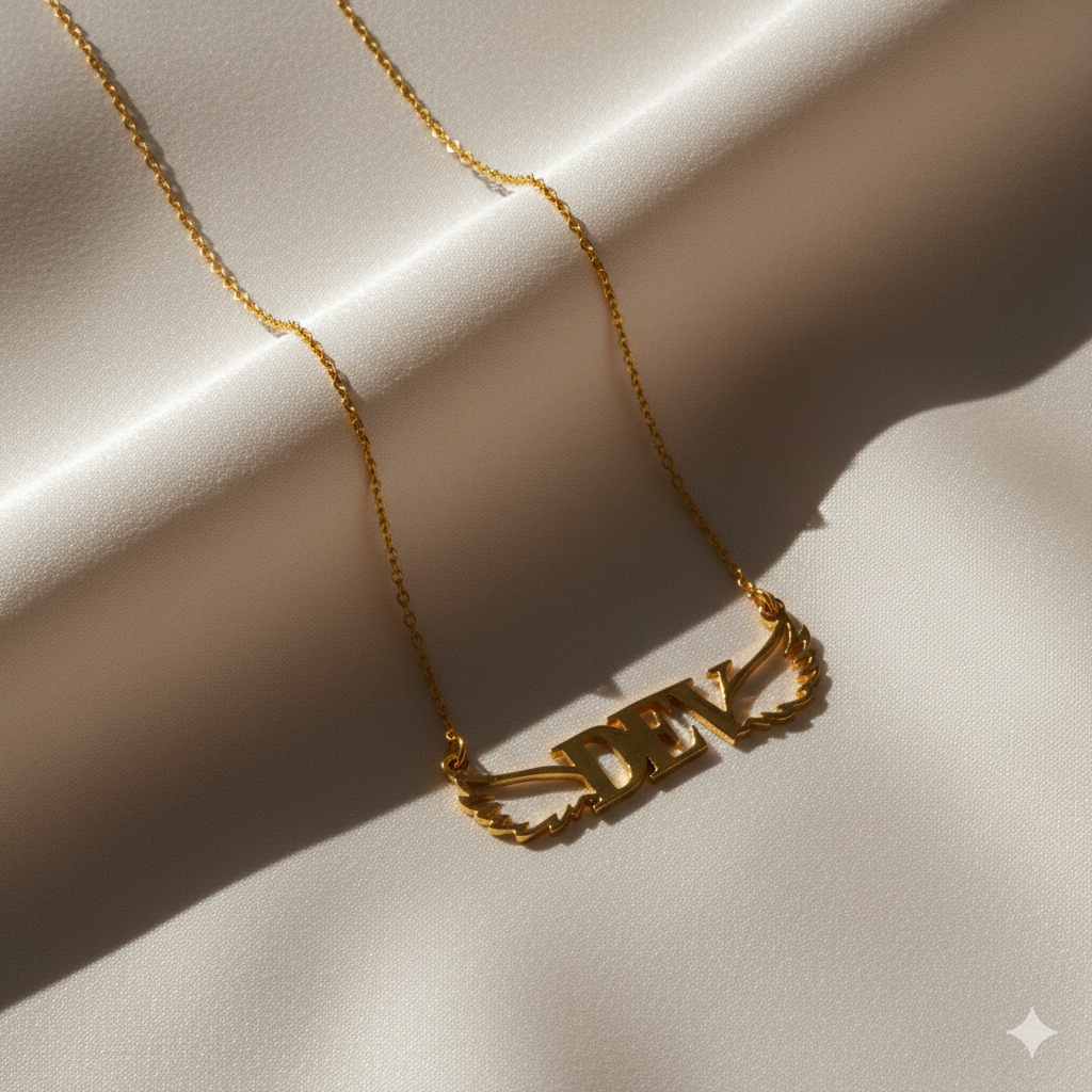 Capital Name Necklace With Wings