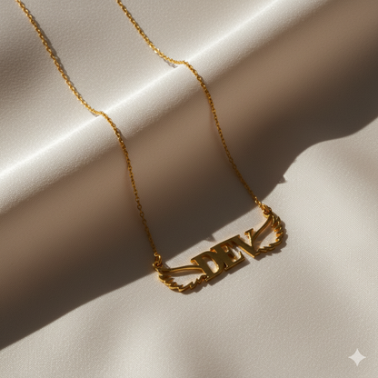 Capital Name Necklace With Wings