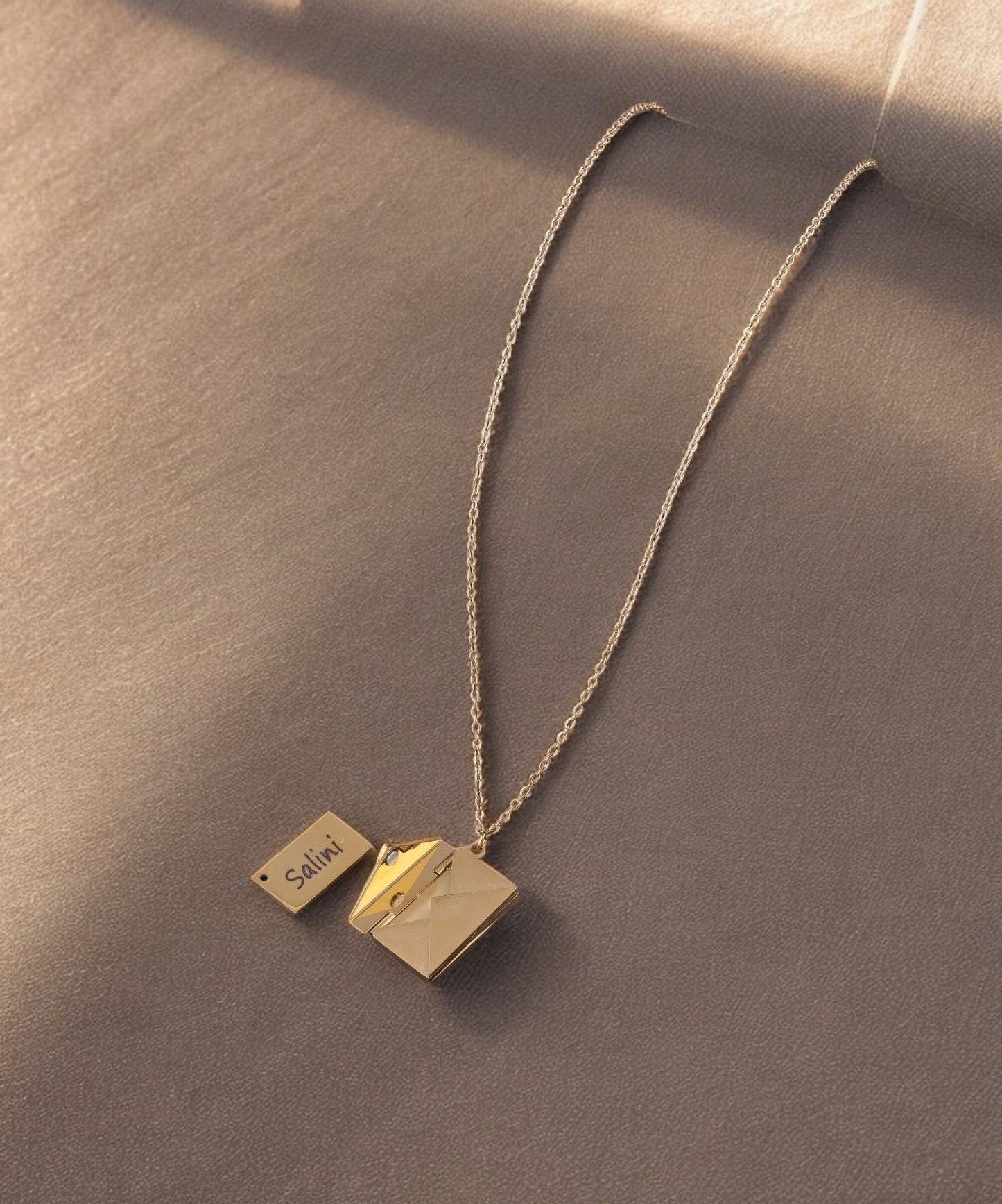 Personalized Gold Message Box Pendant Necklace