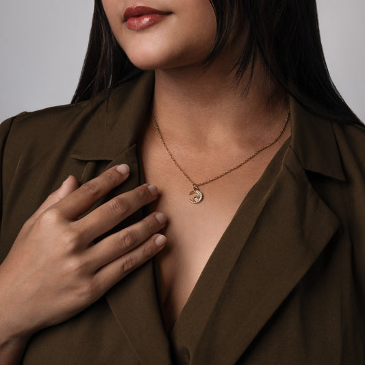Lunaria Crescent Pendant Necklace – Celestial Gold Grace