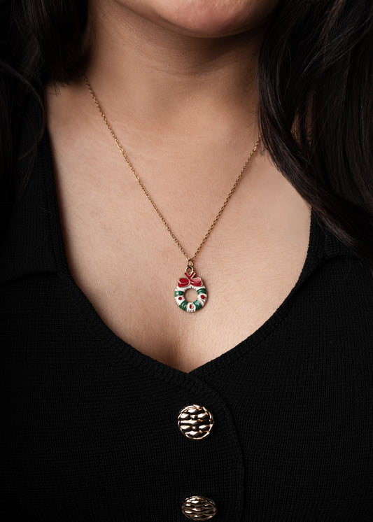 Noel Wreath Charm Necklace