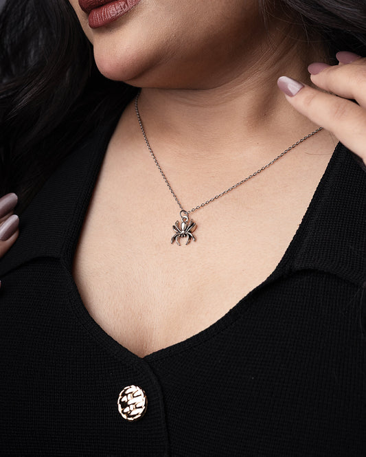 Midnight Web Spider Pendant Necklace