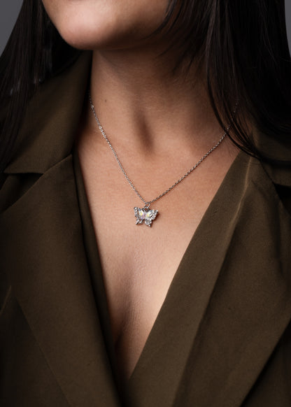 Ethereal Butterfly Crystal Pendant Necklace