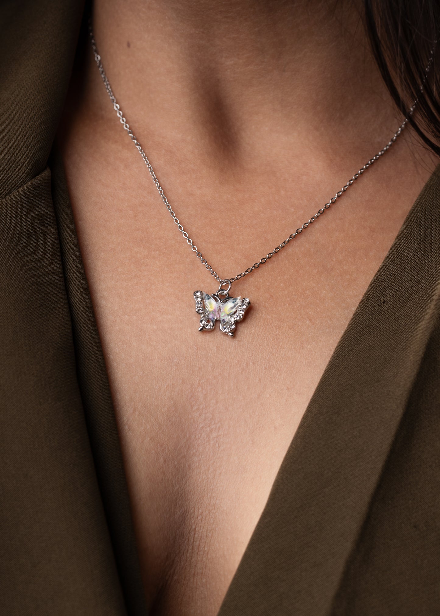 Ethereal Butterfly Crystal Pendant Necklace