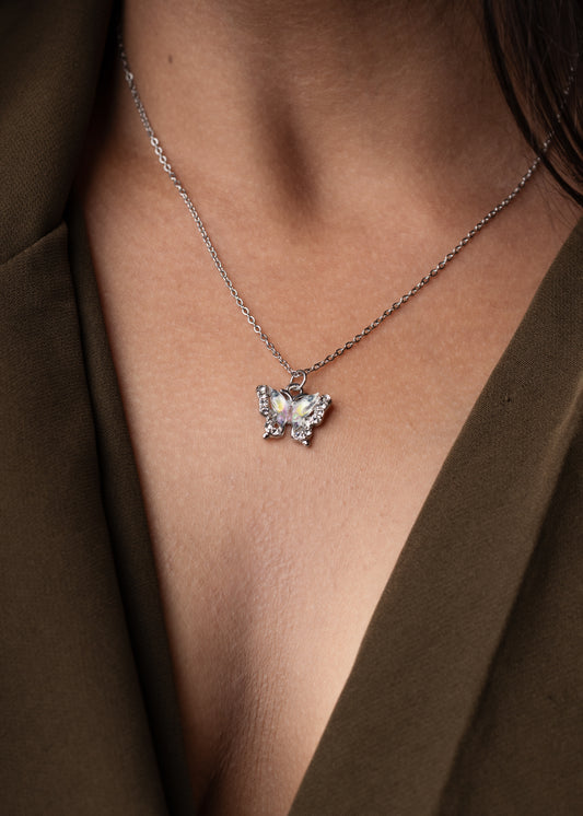 Ethereal Butterfly Crystal Pendant Necklace