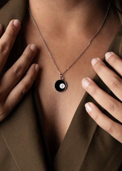 Black Enamel Eight Pendant Necklace