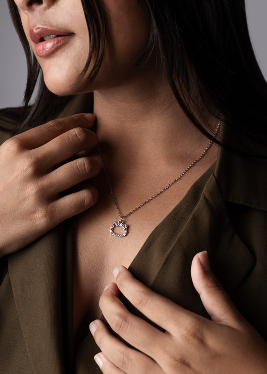 Crystal Kitty Charm Necklace