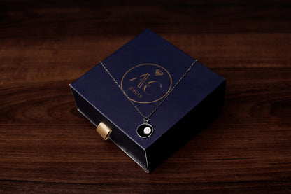 Black Enamel Eight Pendant Necklace