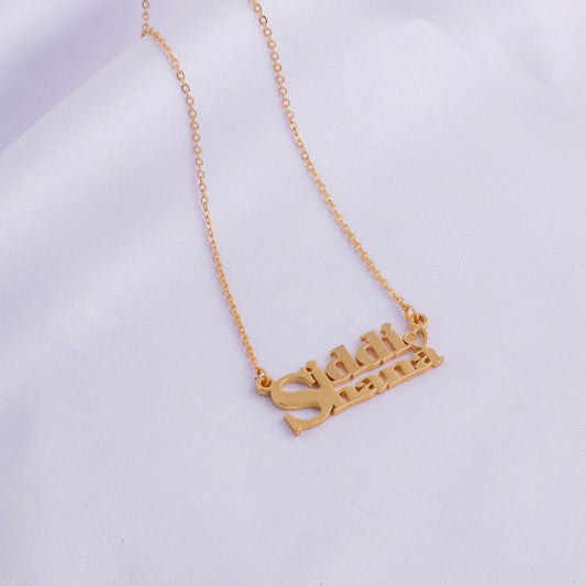 Sophisticated Dual Name Necklace With Heart