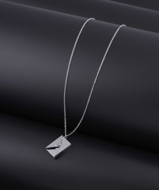 Personalized Silver Message Box Pendant Necklace