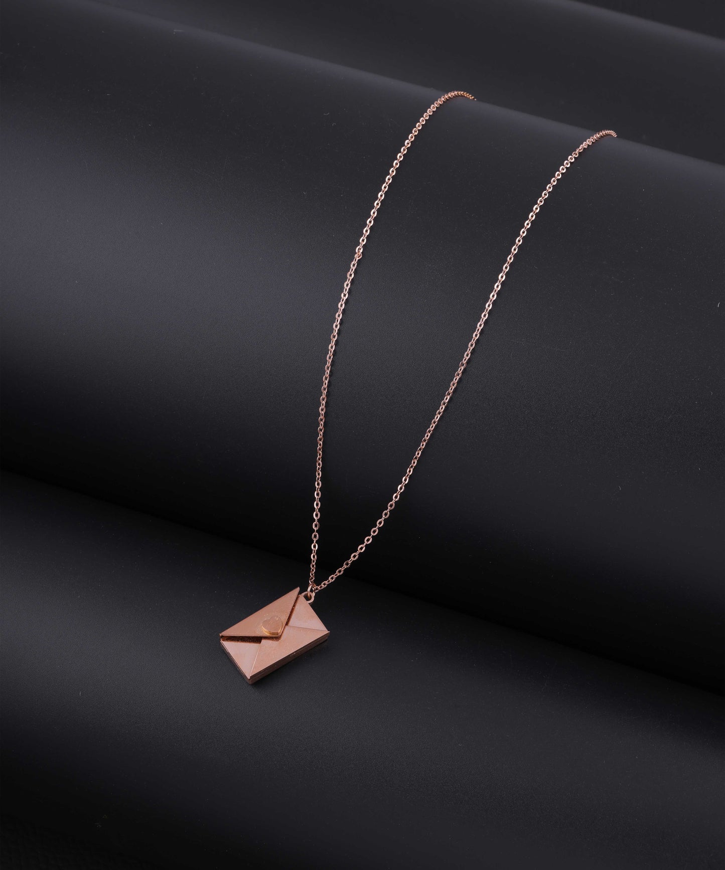 Personalized Rose Gold Message Box Pendant Necklace