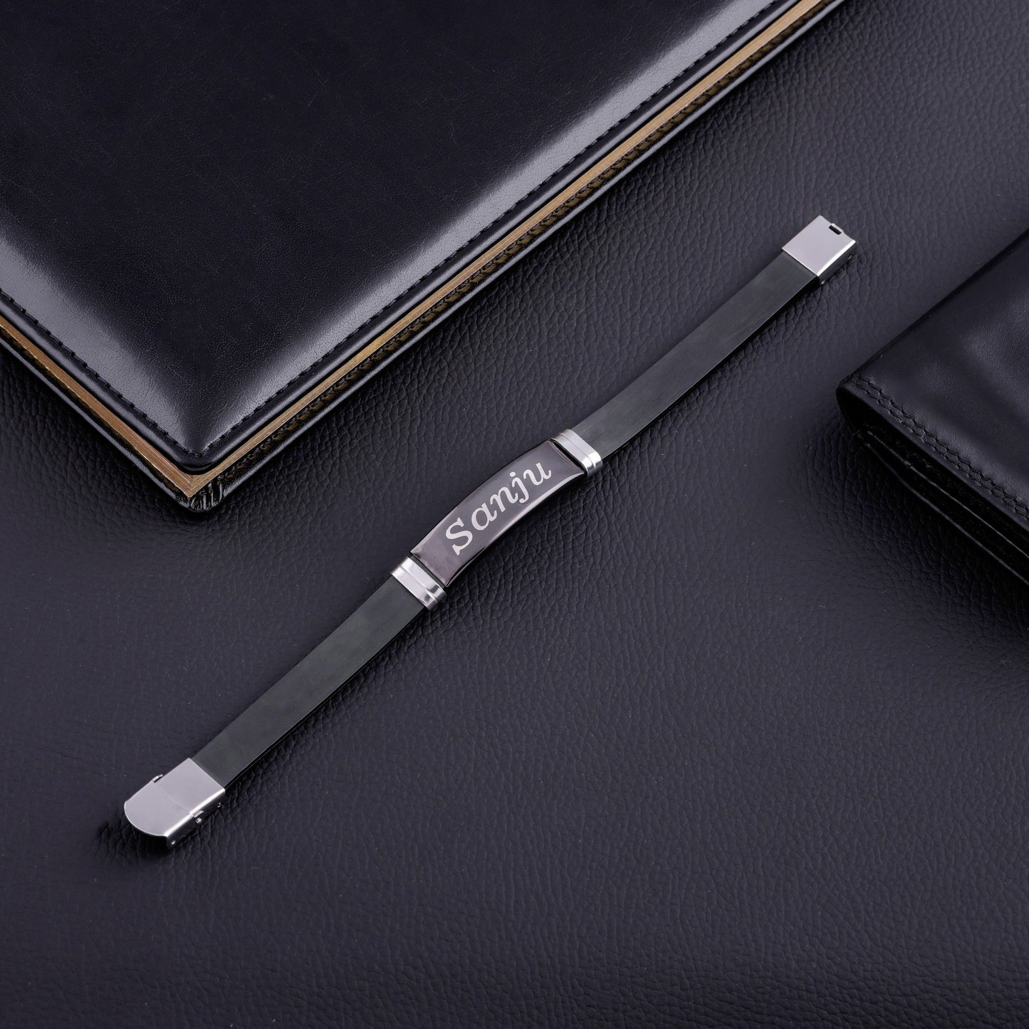 Customized Black Bracelet With Silicone Strap