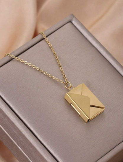 Personalized Gold Message Box Pendant Necklace