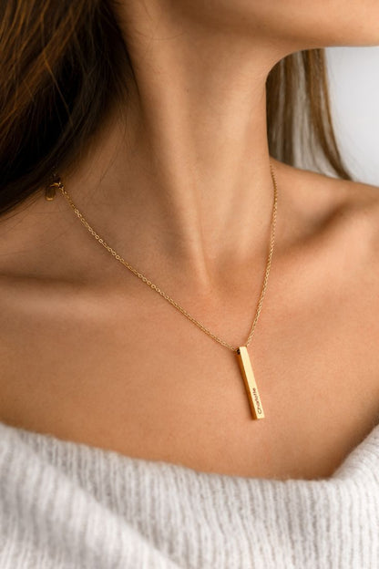 Customized Gold Bar Pendant