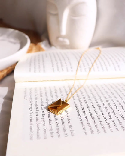 Personalized Gold Message Box Pendant Necklace