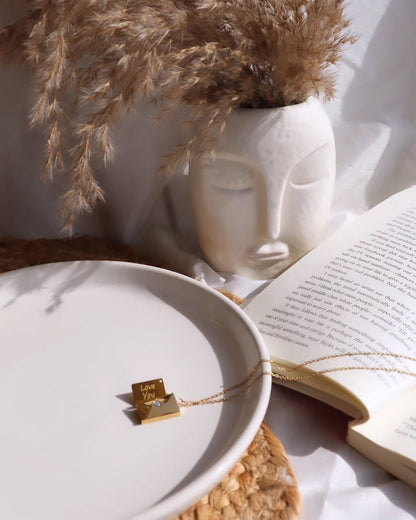 Personalized Gold Message Box Pendant Necklace