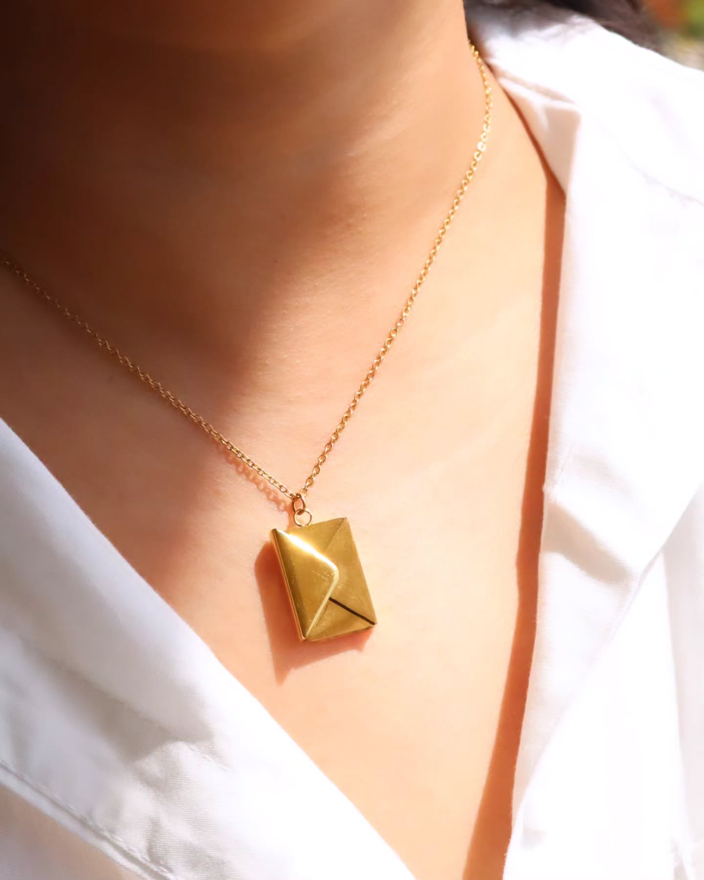 Personalized Gold Message Box Pendant Necklace